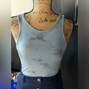 Pastel blue tye dye sleeveless body suit